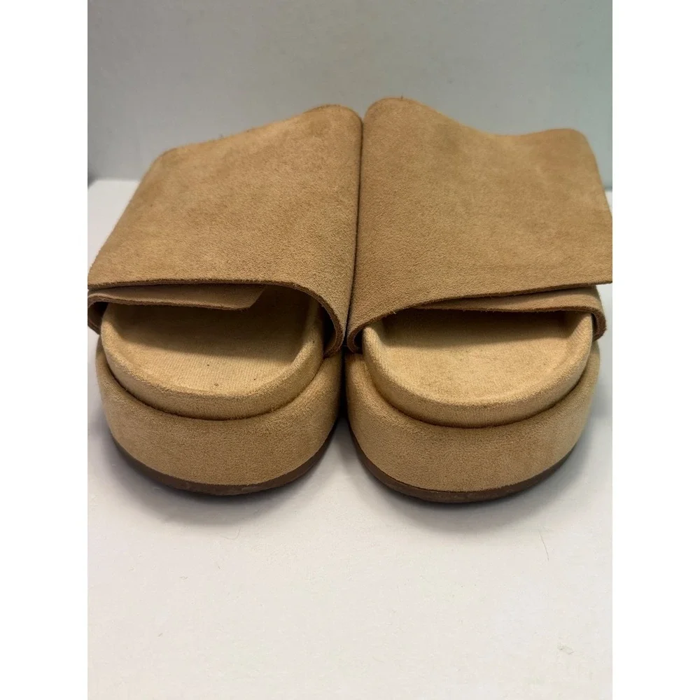 Silent D Tan Leather Platform Slide Sandals‎ Women's EU 40 Adjustable Strap